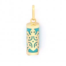 18K Gold Pendant and Turquoise - 12 mm - Turtle
