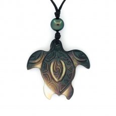Mother-of-Pearl pendant and 1 Tahitian Pearl Semi-Round C 8.7 mm
