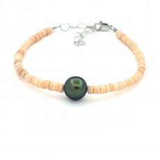 Pulsera de Conchas y 1 Perla de Tahiti Redonda C/D 8.9 mm