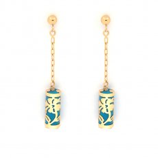 18K Gold Earrings and Turquoise - 12 mm - Hibiscus