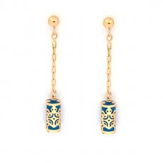18K Gold Earrings and Turquoise - 10 mm - Turtle