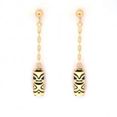 18K Gold Earrings and Black Agate - 10 mm - Luck