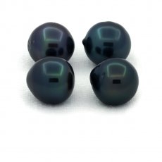 Lotto di 4 Perle di Tahiti Semi-Barocche C/D di 9.5 mm