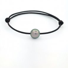 Leather Bracelet and 1 Tahitian Pearl Round B/C 10.1 mm