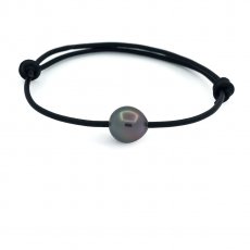 Braccialetto in Cuoio e 1 Perla di Tahiti Semi-Baroccha B 9.9 mm