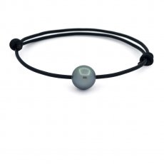 Leather Bracelet and 1 Tahitian Pearl Round C 10.7 mm