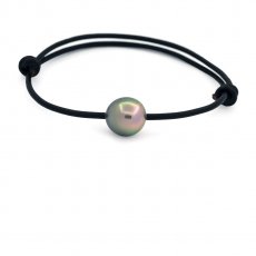 Leather Bracelet and 1 Tahitian Pearl Semi-Baroque C 10.1 mm
