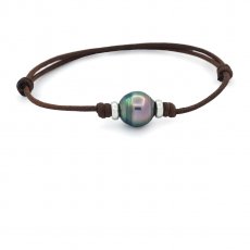 Pulseira em Algodo Encerado e 1 Prola do Tahiti Anelada C 10.5 mm