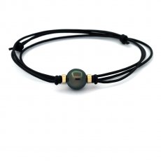 Leather Necklace and 1 Tahitian Pearl Semi-Baroque B 11.8 mm