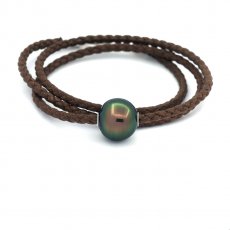 Cotton Necklace and 1 Tahitian Pearl Ringed B/C 12.8 mm