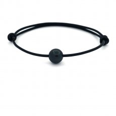 Leather Bracelet and 1 Tahitian Pearl Round D 9.6 mm