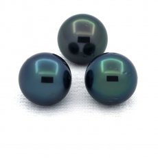 Lot of 3 Tahitian Pearls Round D 9.9 mm