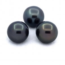 Lot of 3 Tahitian Pearls Near-Round C/D 10 mm