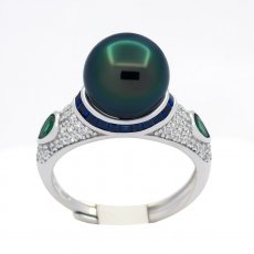 Bague en Argent et 1 Perle de Tahiti Ronde C+ 10 mm