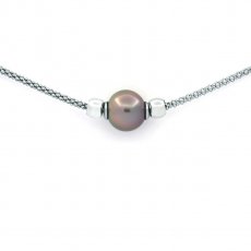 Bracelet en Argent et 1 Perle de Tahiti Semi-Ronde B 9.7 mm
