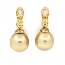 Silver Earrings with 2 Australian Pearls Semi-Baroque C 13.2 mm