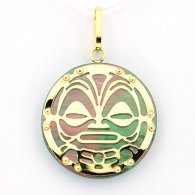 18K Gold and Tahitian Mother-of-Pearl Pendant - Diameter = 21 mm - Mana