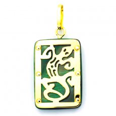 18K Gold and Tahitian Mother-of-Pearl Pendant - Dimensions = 18 X 12 mm - Gecko