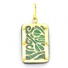 18K Gold and Tahitian Mother-of-Pearl Pendant - Dimensions = 18 X 12 mm - Piroguier