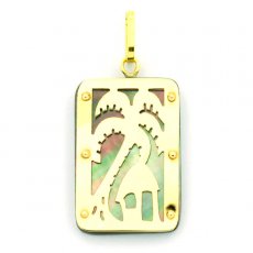 18K Gold and Tahitian Mother-of-Pearl Pendant - Dimensions = 24 X 16 mm - Island