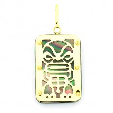 18K Gold and Tahitian Mother-of-Pearl Pendant - Dimensions = 24 X 16 mm - Mana