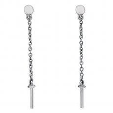 Earrings for pearls of 6 to 11 mm - Rhodiated Silver .925