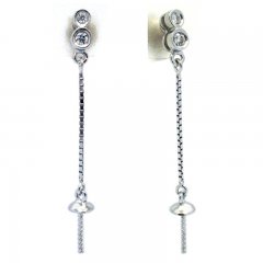 Earrings for pearls from 7.5 to 10 mm - Rhodiated Silver .925