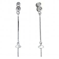 Earrings for pearls from 7.5 to 10 mm - Rhodiated Silver .925