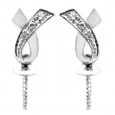 Earrings for pearls from 8 to 12 mm - Rhodiated Silver .925