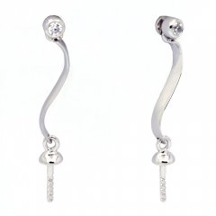 Earrings for pearls from 8 to 11 mm - Rhodiated Silver .925