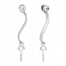 Earrings for pearls from 8 to 11 mm - Rhodiated Silver .925