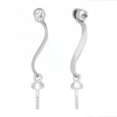 Earrings for pearls from 8 to 11 mm - Rhodiated Silver .925