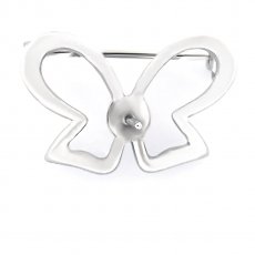 Rhodiated Sterling Silver Brooch for 1 Pearl from 8 to 10 mm