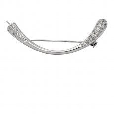 Rhodiated Sterling Silver Brooch for 1 Pearl from 9.5 to 12 mm