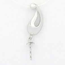 Rhodiated Sterling Silver Pendant for 1 Pearl from 8 to 12 mm