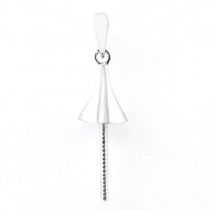 Rhodiated Sterling Silver Pendant for 1 Pearl from 8 to 12 mm