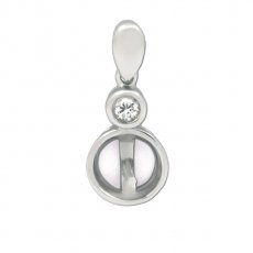 Rhodiated Sterling Silver Pendant for 1 Pearl from 8 to 10 mm