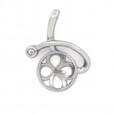 Rhodiated Sterling Silver Pendant for 1 Pearl from 9 to 13 mm