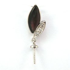 Rhodiated Sterling Silver Pendant for 1 Pearl from 8 to 13 mm
