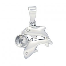 Rhodiated Sterling Silver Pendant for 1 Pearl from 6 to 9 mm