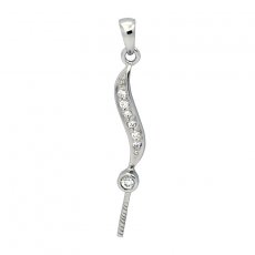 Rhodiated Sterling Silver Pendant for 1 Pearl from 8 to 14 mm