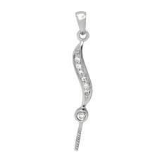 Rhodiated Sterling Silver Pendant for 1 Pearl from 8 to 14 mm