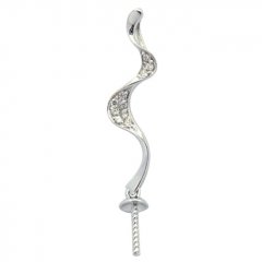 Rhodiated Sterling Silver Pendant for 1 Pearl from 8 to 11 mm