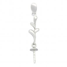 Rhodiated Sterling Silver Pendant for 1 Pearl from 6 to 11 mm