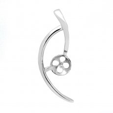 Rhodiated Sterling Silver Pendant for 1 Pearl from 7 to 10 mm