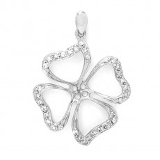 Rhodiated Sterling Silver Pendant for 1 Pearl from 7 to 10 mm