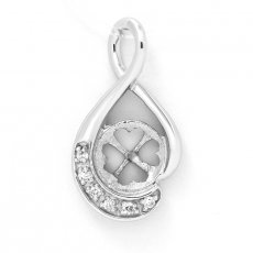 Rhodiated Sterling Silver Pendant for 1 Pearl from 10 to 14 mm