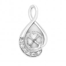 Rhodiated Sterling Silver Pendant for 1 Pearl from 10 to 14 mm