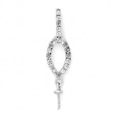 Rhodiated Sterling Silver Pendant for 1 Pearl from 8 to 14 mm