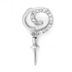 Rhodiated Sterling Silver Pendant for 1 Pearl from 8 to 14 mm